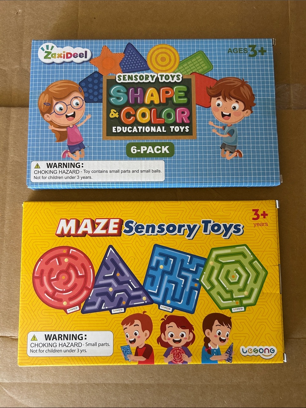 Maze Sensory Toys - Shape & Color 6-Pack (Blue, Yellow)
